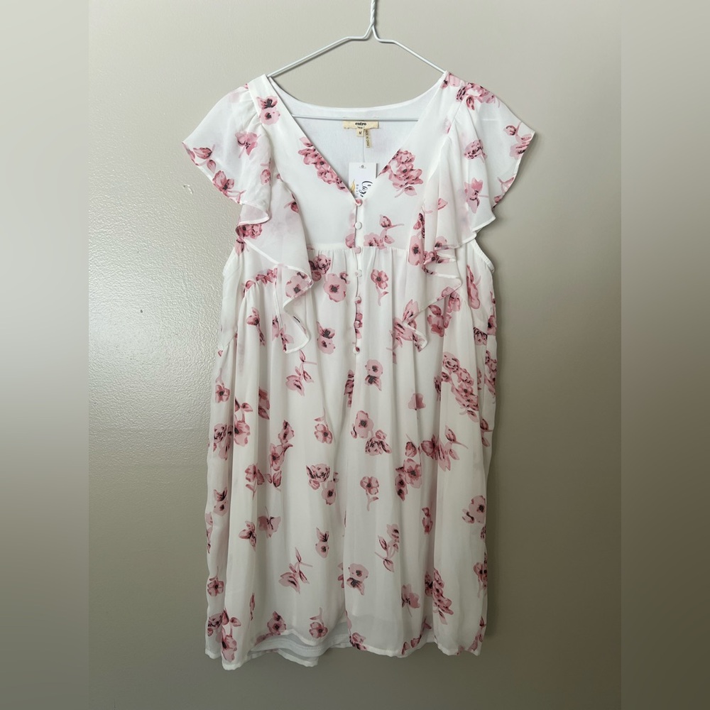 Entro White and Pink Floral Dress